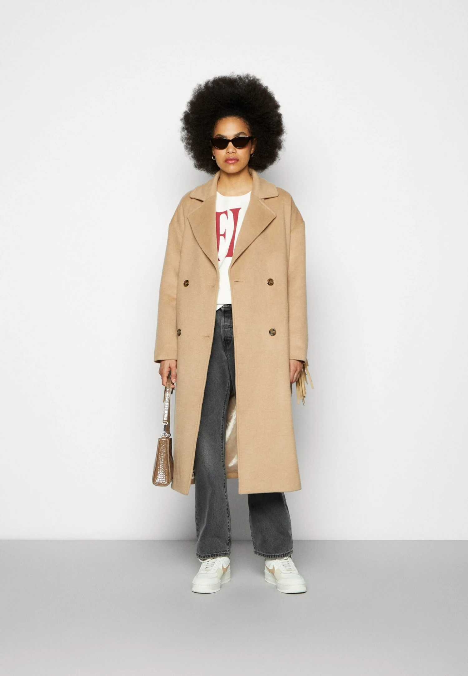 COLOURFUL REBEL Koko Fringe Coat - Mantel - Camel 2 COLOURFUL REBEL Koko Fringe Coat - Mantel - Camel - Afbeelding 2